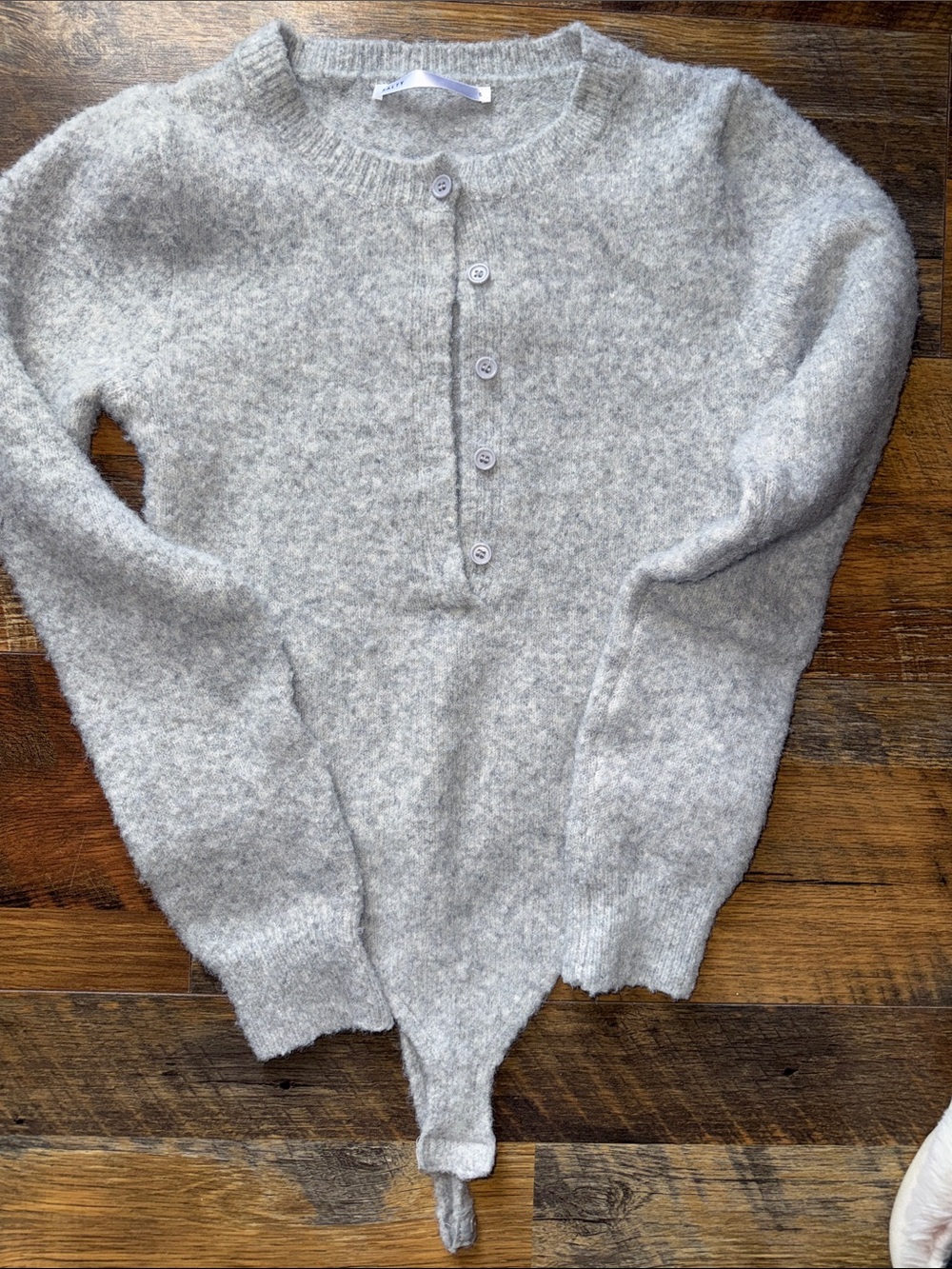 Soft Knit Henley Bodysuit in Light Gray